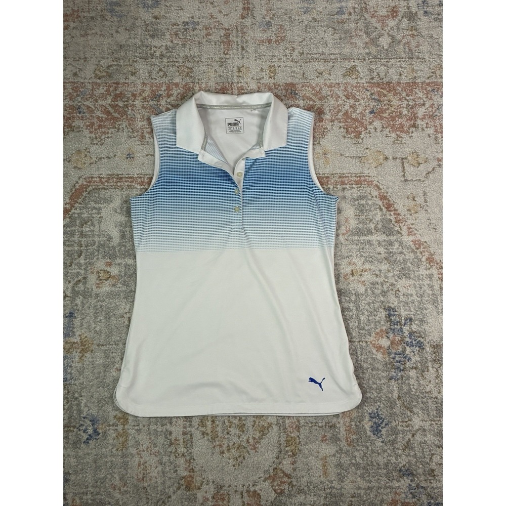 Puma Golf Women's MATTR Sleeveless Stripe Polo Moisture Wicking Activewear Sz S